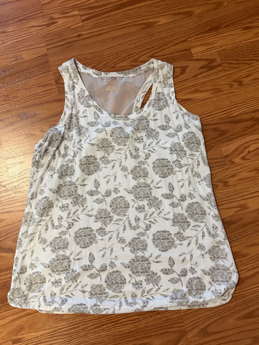 CALIA by Carrie Underwood white Tank with Gray Floral Print
